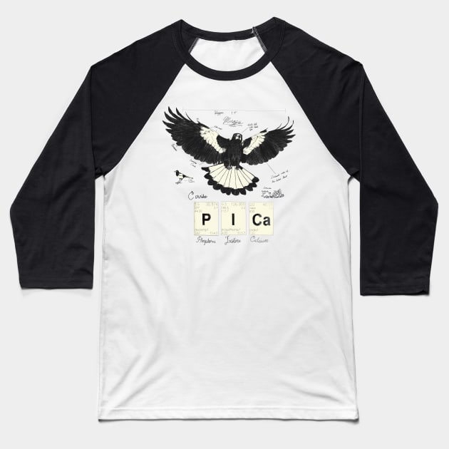 noun Pica: Commonly known as the Magpie Baseball T-Shirt by Shadowsantos